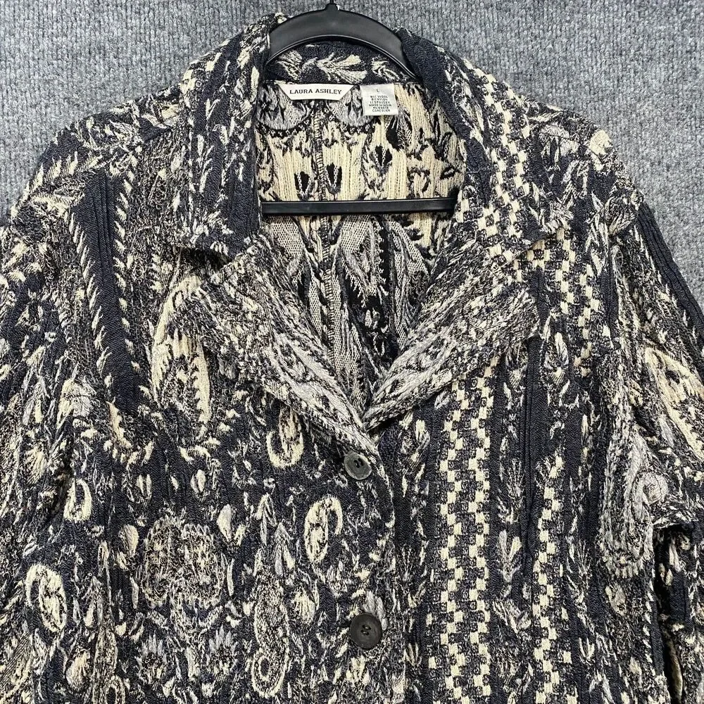 Laura Ashley Wool Cardigan Sweater Womens L Button Up Fairy‎ Grunge Cottagecore